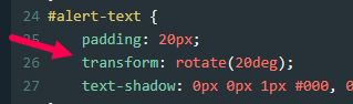transform code used to rotate alert text