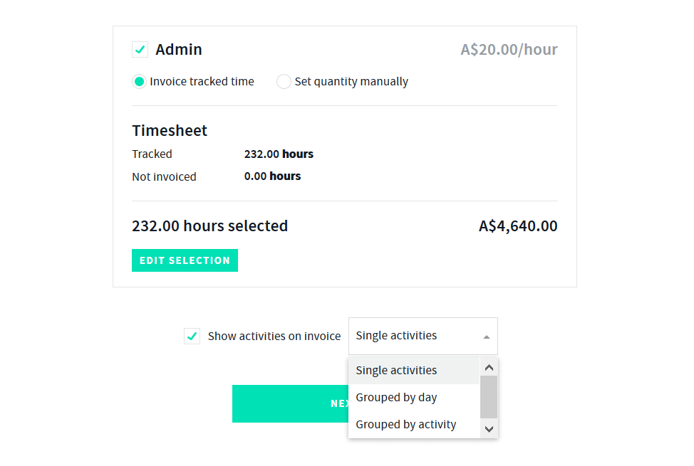 Invoice time tracking - Fiverr Workspace time tracking app